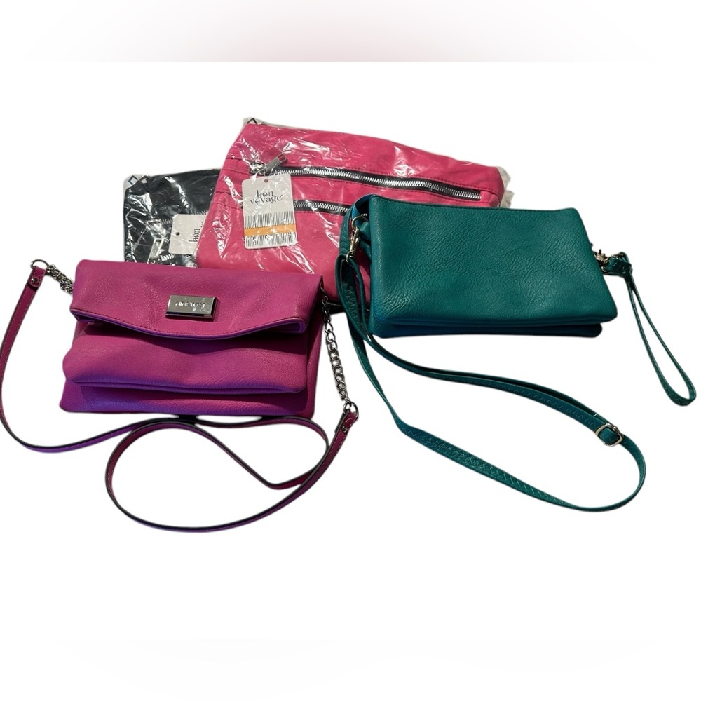 FOUR bag bundle!  Two NWT and one Teal and  one Pink Crossbody Bags